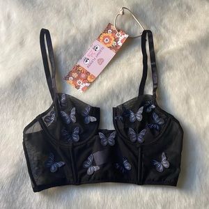 Black Butterfly corset crop top